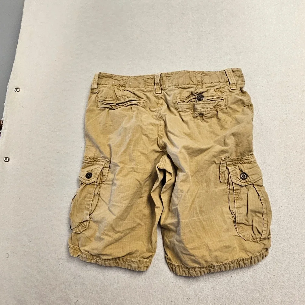 American Eagle Longboard Cargo Shorts Mens 30 Tan Khaki Ripstop Cotton Utility